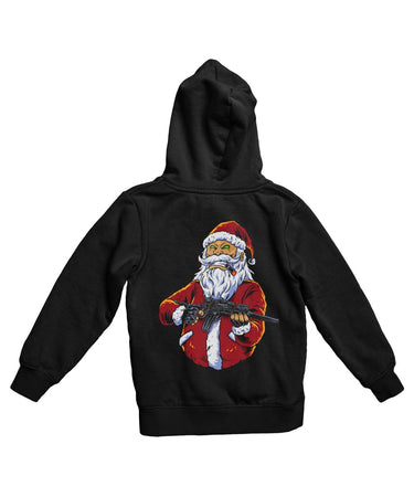 Santa Shoot Em All Back Printed Christmas Graphic Hoodie 8Ball